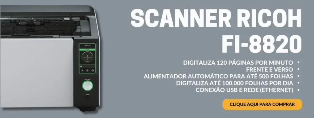 Scanner Ricoh Fi-8820, 120ppm, Duplex (frente e verso) - Netscan Digital -